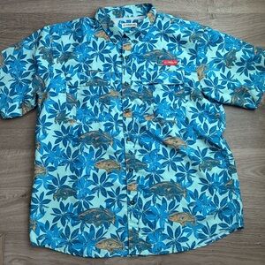 Magellan Outdoors Men's Blue Floral Fishing Shirt Size XL